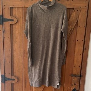 Cozy Brown Turtleneck Sweater Dress